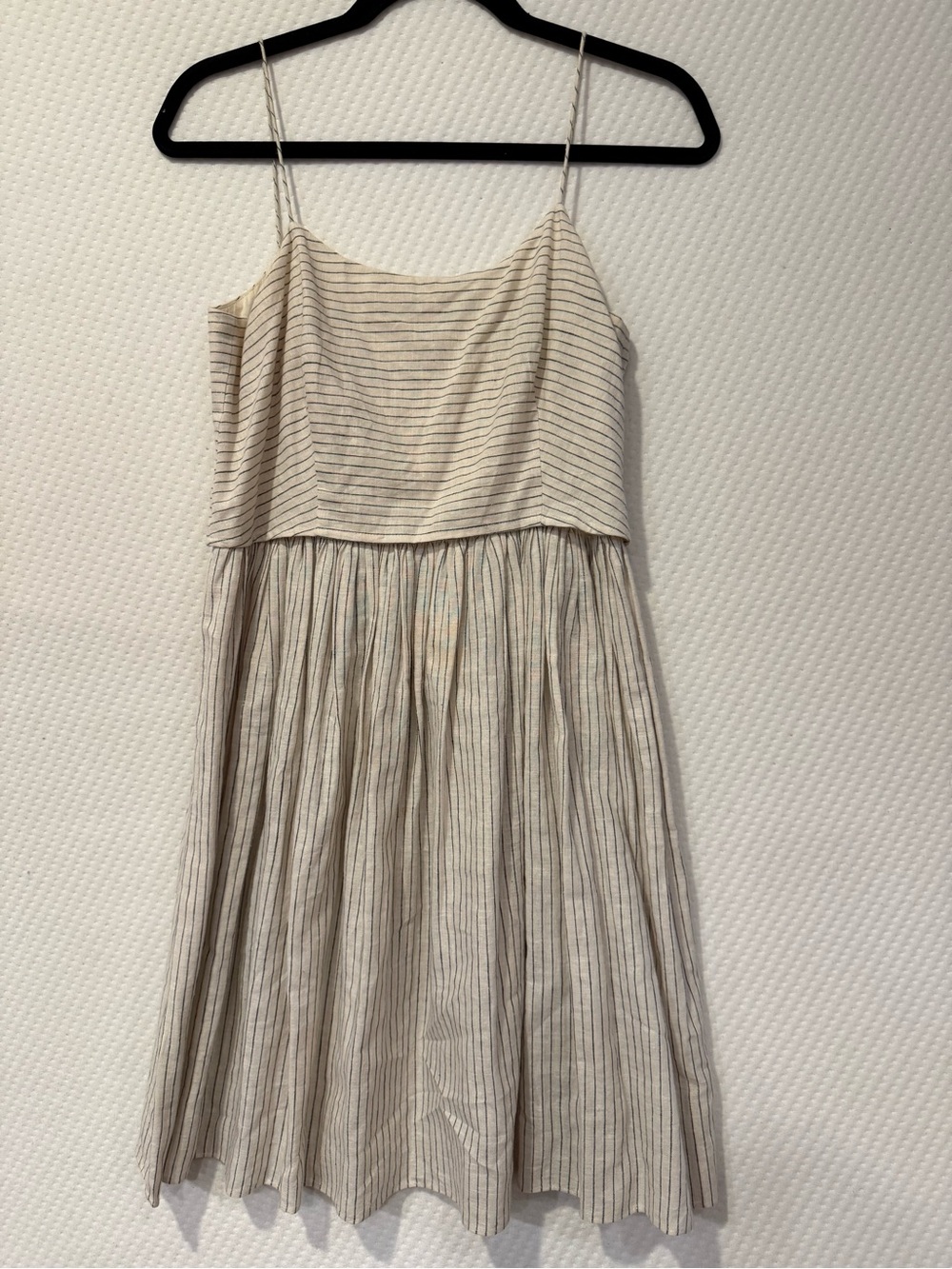 Striped Spaghetti Strap linen blend sundress Dress in Beige and black size 4